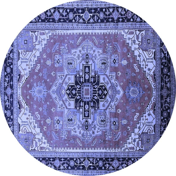 Ahgly Company Indoor Round Oriental Blue Industrial Area Rugs, 8' Round