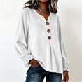 thumbnail image 2 of Women's Solid Velvet Long Sleeve Tops Notched V Neck Loose Tunic Shirts Business Casual Blouses Fall Winter Dressy Tops Daily Outfits White, 2 of 7