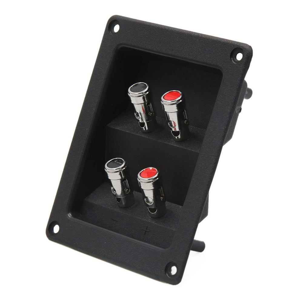 Black Square Car Audio Speaker Spring Binding Post 4 Terminal Connector