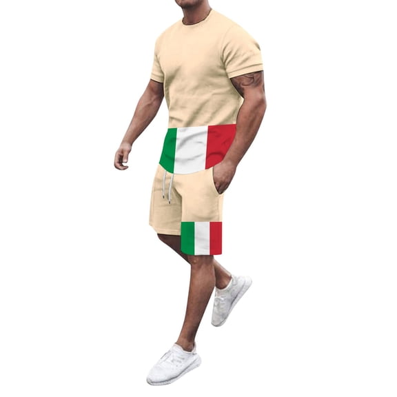 Afdoent Men's 2 Piece Short Set Mens 2 Piece Sports Jogging Suit Comfortable Sports Men's Short Sleeved T Shirt Shorts Beach Clothes Classic