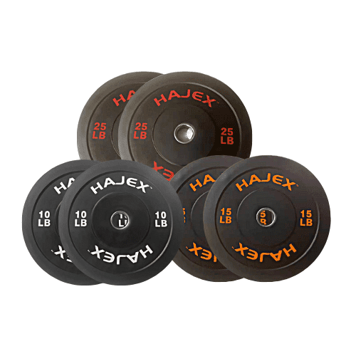 HAJEX Olympic Rubber Bumper Plates Set 2 inch - 100LB Set - ( 10LB, 15LB & 25LB)