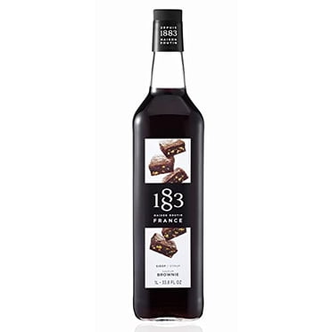 1883 Brownie Syrup - Flavored Syrup for Hot & Iced Beverages - Gluten-Free, Vegan, Non-GMO, Kosher, Preservative-Free, Made in France | Glass Bottle 1 Liter (33.8 Fl Oz)
