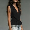 thumbnail image 5 of Favoffer Women's Linen Peplum Blouse V Neck Sleeveless Shoulder Tie Relaxed Fit Summer Daily Vacation Leisure Casual Shirt, 5 of 6