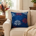 thumbnail image 6 of 4th of July Patriotic Throw Pillow Cover, 18x18 Inch Red White Blue Stars & Fireworks Design, Square Cushion Case for Sofa, Couch and Bed, 6 of 7