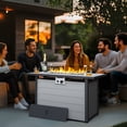 thumbnail image 3 of Nuu Garden Patio Metal 43'' Propane Fire Pit with Marble Texture Glass Tabletop, 50,000 BTU with Wind Guard Cover Glass Beads & Lid, CSA-Certified 2 in 1 Table Gatherings Parties, Ivory White, 3 of 10