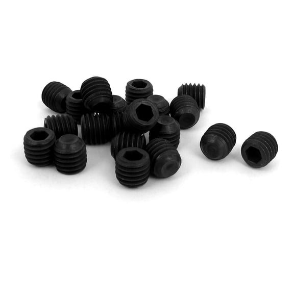Uxcell M10 x 10mm 1.5mm Pitch Hex Socket Set Cup Point Grub Screws Black (20-pack)