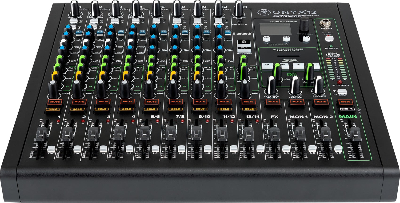 Mackie ONYX12 12-Channel Analog Mixer w/USB/3-Band EQ/Bluetooth+Dust Cover