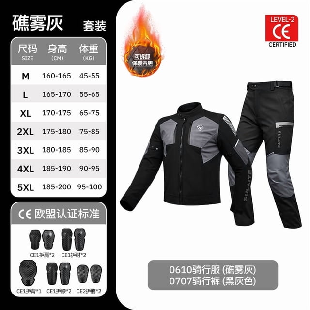 Fall Winter Motorcycle Riding Suit, CE Level Impact Protection Jacket with Detachable Thermal Liner, Waterproof Warm Outdoor Riding Gear