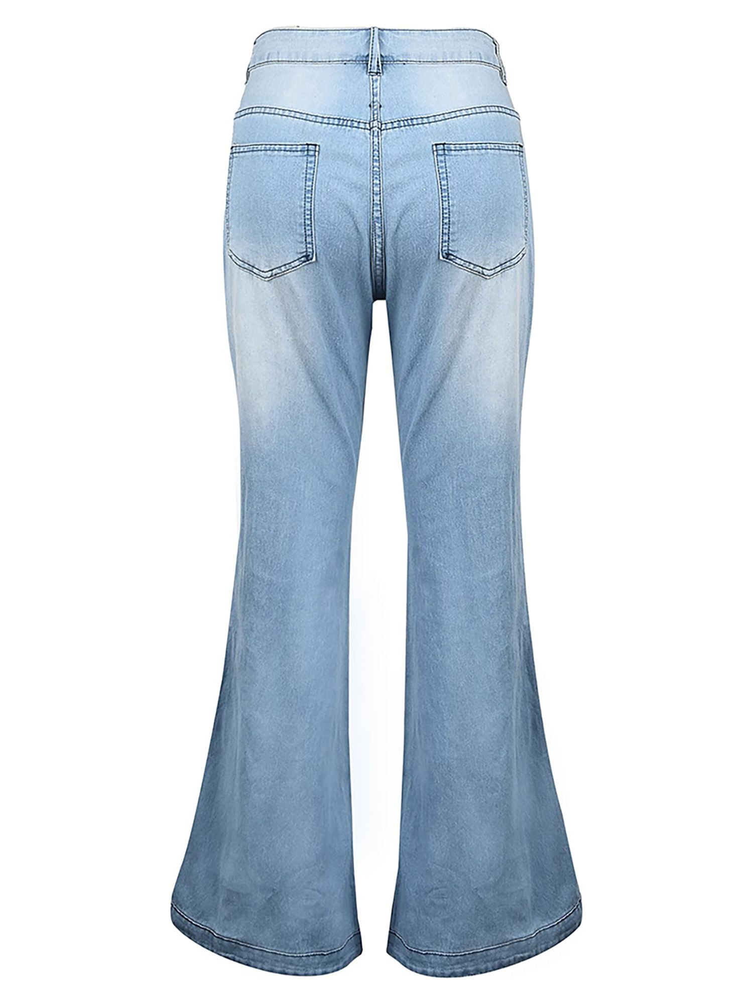 JDinms Women's Bell Bottom High Waist Fitted Denim Flare Jeans 