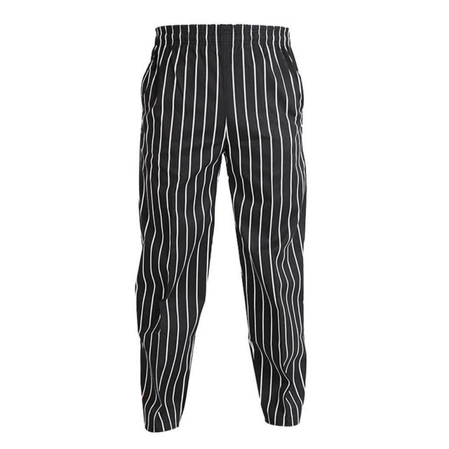 ziyahi Elastic Restaurant Cafe Chef Waiter Pants Uniform Pants Chef Pants Trousers Uniform Accs Striped 4XL