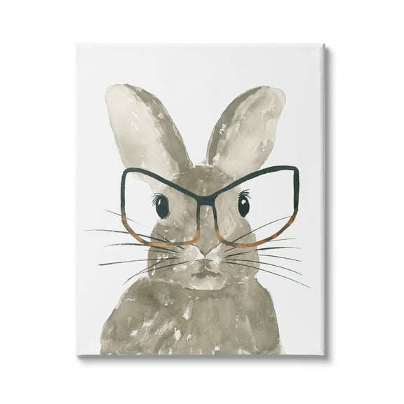 Stupell Industries Baby Bunny with Large Glasses Children's Woodland Animal, 24 x 30,Design by Lucille Price