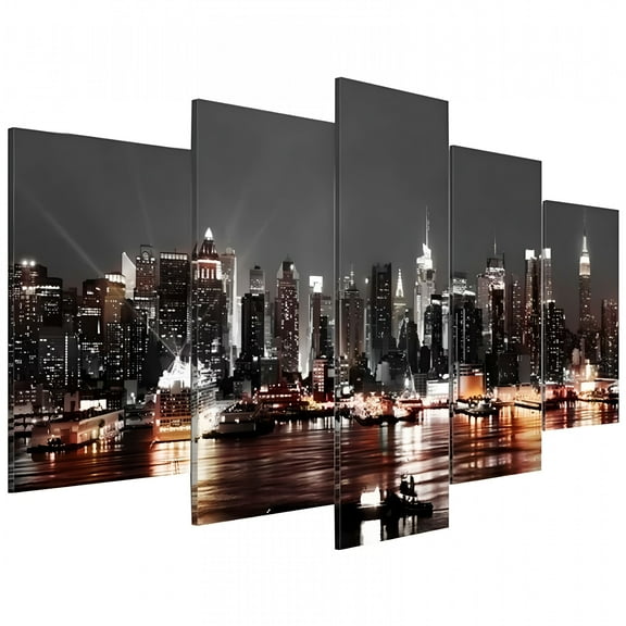 LAMIRO 5 Pcs Canvas Wall Art Decor Picture Fashion Decorative Painting Wall Painting New York Picture Wall Decor for Living Room Bedroom Home Office Decoration