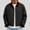 Black, variant on Men's Short Contrast Collar Work Jacket, Button Front Casual Outerwear, Corduroy Collar & Cuffs, Large Patch Pockets, Cropped Relaxed Fit, Suitable For City Casual Walking Khaki S