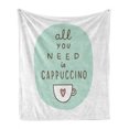 thumbnail image 1 of Funny Words Soft Flannel Fleece Throw Blanket, All You Need a Cappuccino Words with Cup of Coffee and Heart, Cozy Plush for Indoor and Outdoor Use, 60" x 80", Dark Brown Pale Pink, by Ambesonne, 1 of 6