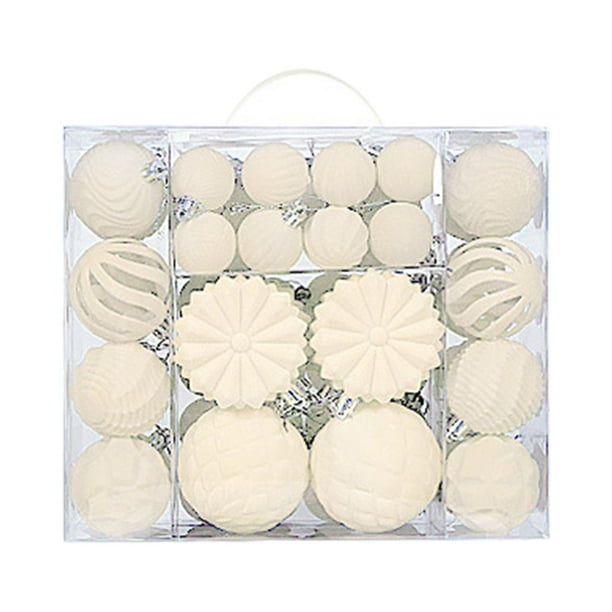 48 piezas de adornos navideños colgantes, regalo considerado, adornos para fiestas, decoración para de para vacaciones Blanquecino