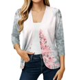 thumbnail image 5 of EANJE Women Christmas Graphic Open Front Cardigan, 3/4 Sleeve Loose Lightweight Shrug, Casual Printed Thin Knit Layering Top Pink L, 5 of 6