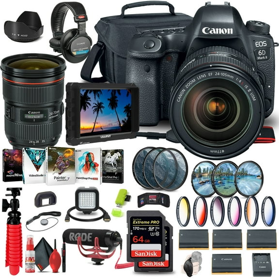 Canon EOS 6D Mark II Camera with 24-105mm f/4L II Lens (1897C009)   64GB   More (International Version)