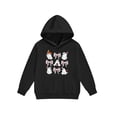 thumbnail image 4 of Girls Coquette Baseball Ghost Bow Grid Halloween Tracksuit, 2Pcs Stretch Polyester Hoodie Jogger Outfit for Kids Holiday Daily Loungewear(Black140), 4 of 6