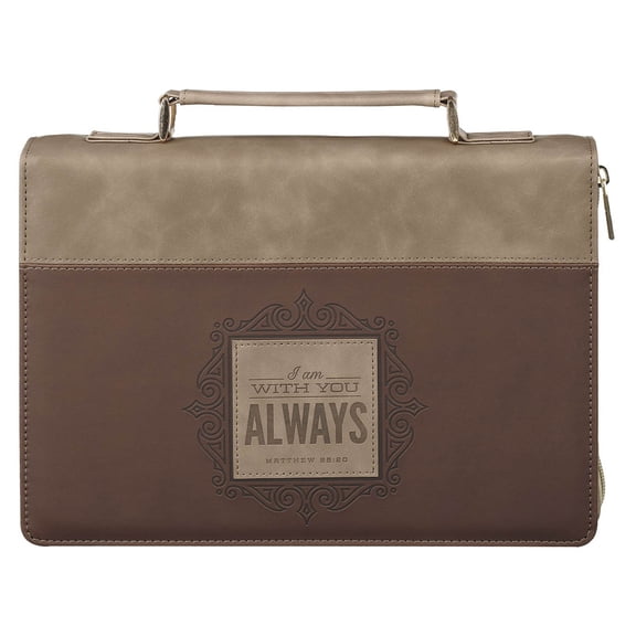 I AM WITH YOU ALWAYS TAN BROWN MEDIUM CLASSIC Bible Cover
