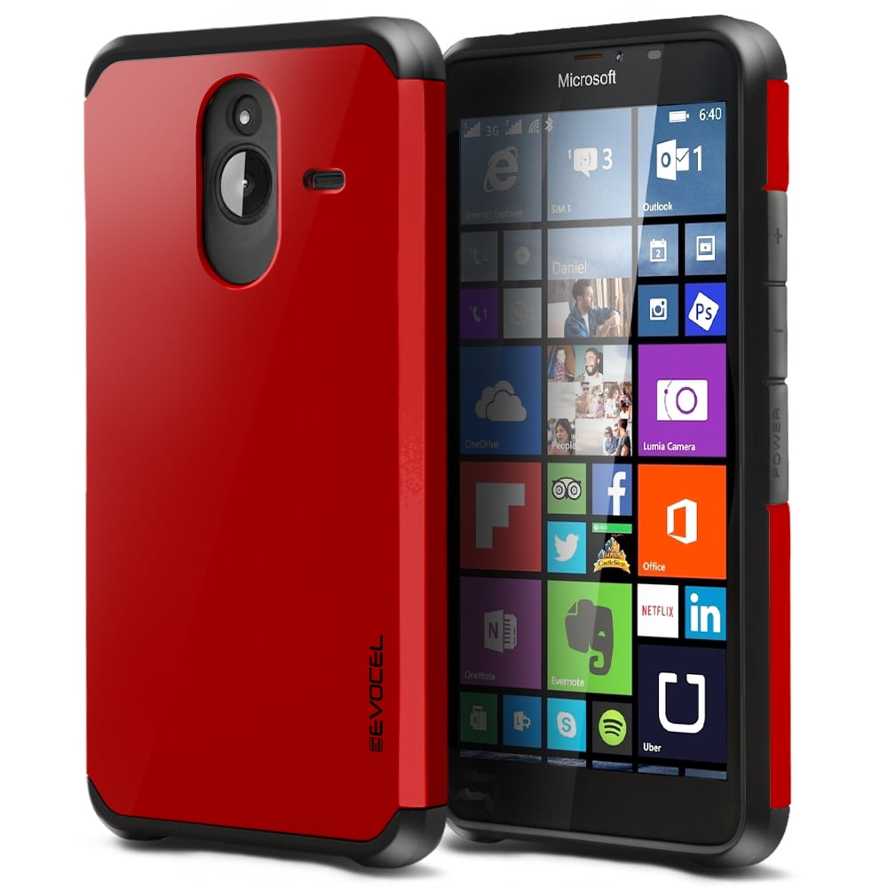 Lumia 640 XL Case, Evocel [Lightweight] [Slim Profile] [Dual Layer] [Smooth Finish] [Raised Lip] Armure Series Phone Case for Microsoft Lumia 640 XL, Fire Engine Red