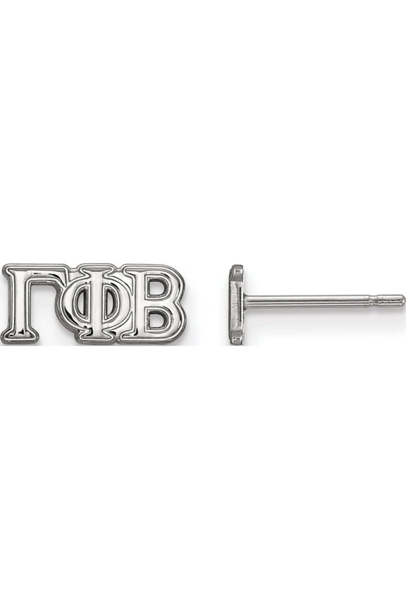 Sterling Silver Rh-Plated Logoart Gamma Phi Beta Xs Post Earrings (5 X 11) Made In United States ss005gpb