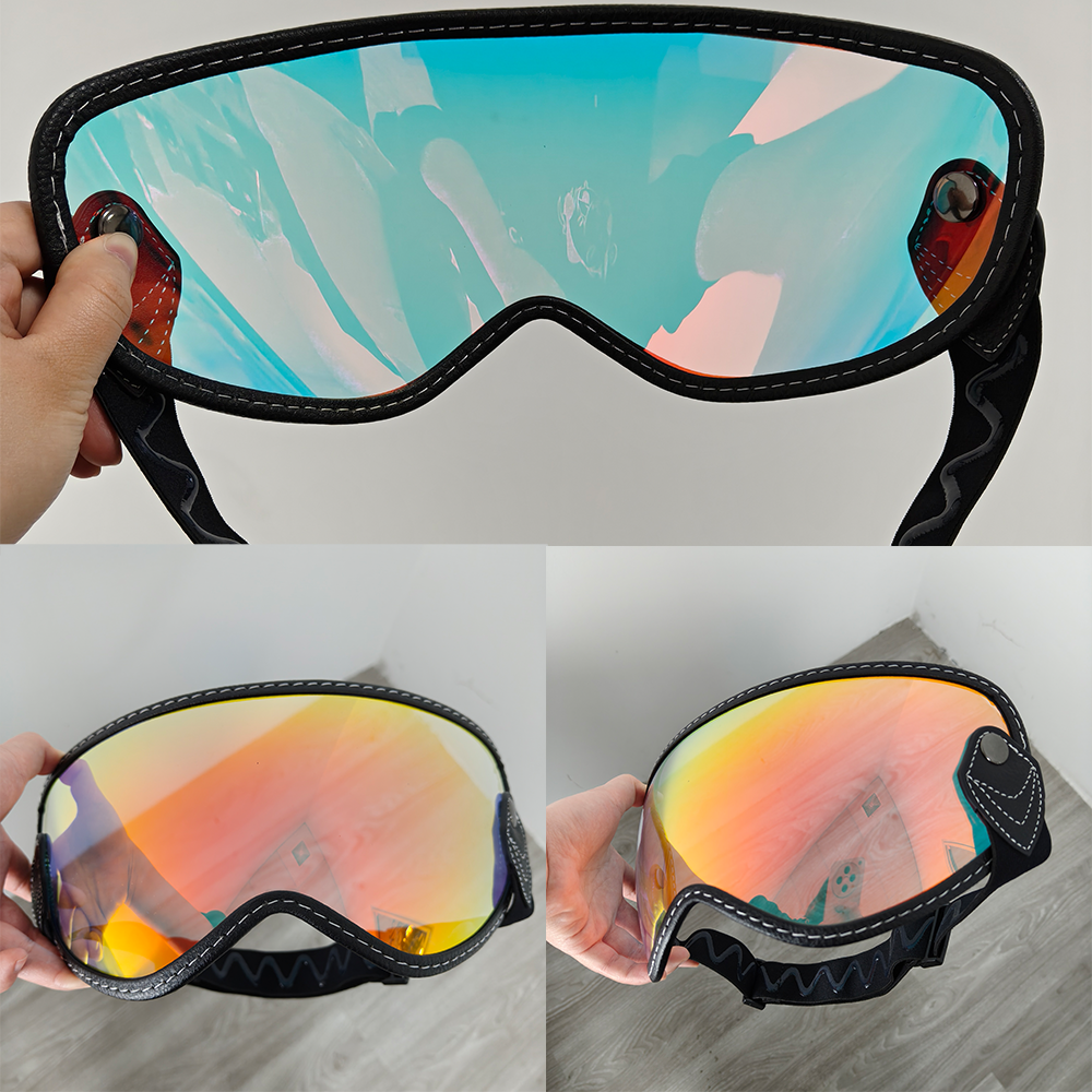 Retro Bubble Visor Helmet Shield Vintage Elastic Band Open Face Full-Face Motorcycle Accessories