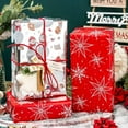 thumbnail image 6 of Christmas Reversible Wrapping Paper Roll - Metallic Foil Shine Snowman Animals & Snowflake Gift Wrap for Christmas, New Year Celebration, Holiday, Party - Mini Roll - 17 Inch x 33 Feet, 6 of 12