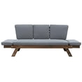 thumbnail image 6 of Outdoor Patio Daybed, Sunbed Expandable Chaise Lounge Sofa Bed with Cushions and Adjustable Armrest, Wooden Patio Furniture Set All Weather for Balcony Backyard Porch Lawn, Gray, 6 of 11