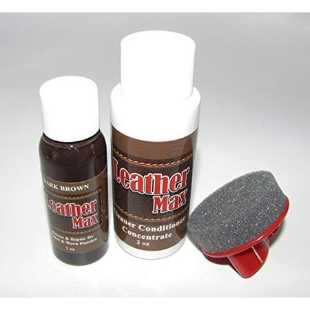 Furniture Leather Max Leather Refinish and Restorer Touch Up Kit/1 Oz Restorer/2 Oz Conditioner/1 Sponge (Leather Repair) (Vinyl Repair) (Medium (Best Way To Clean Leather Furniture)