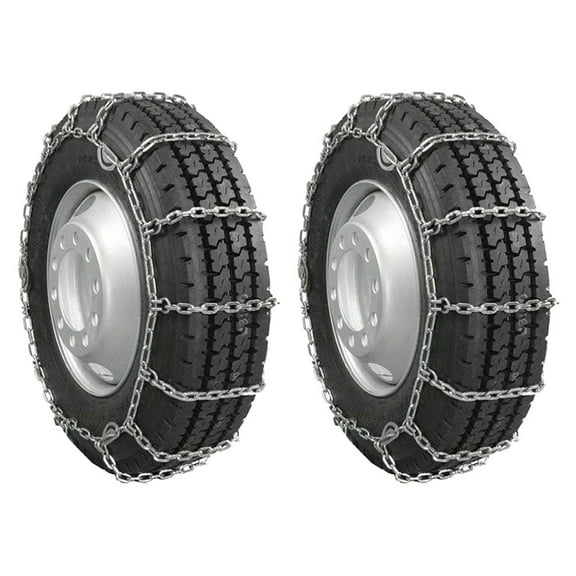 2 Pair CAM Square Link Snow Tire Chains Compatible w/ 22.5" Rim Diameter & 11" Wide Car Pickup Low-duty Trucks SUV Tires, Emergency Tire Traction Grip Chains