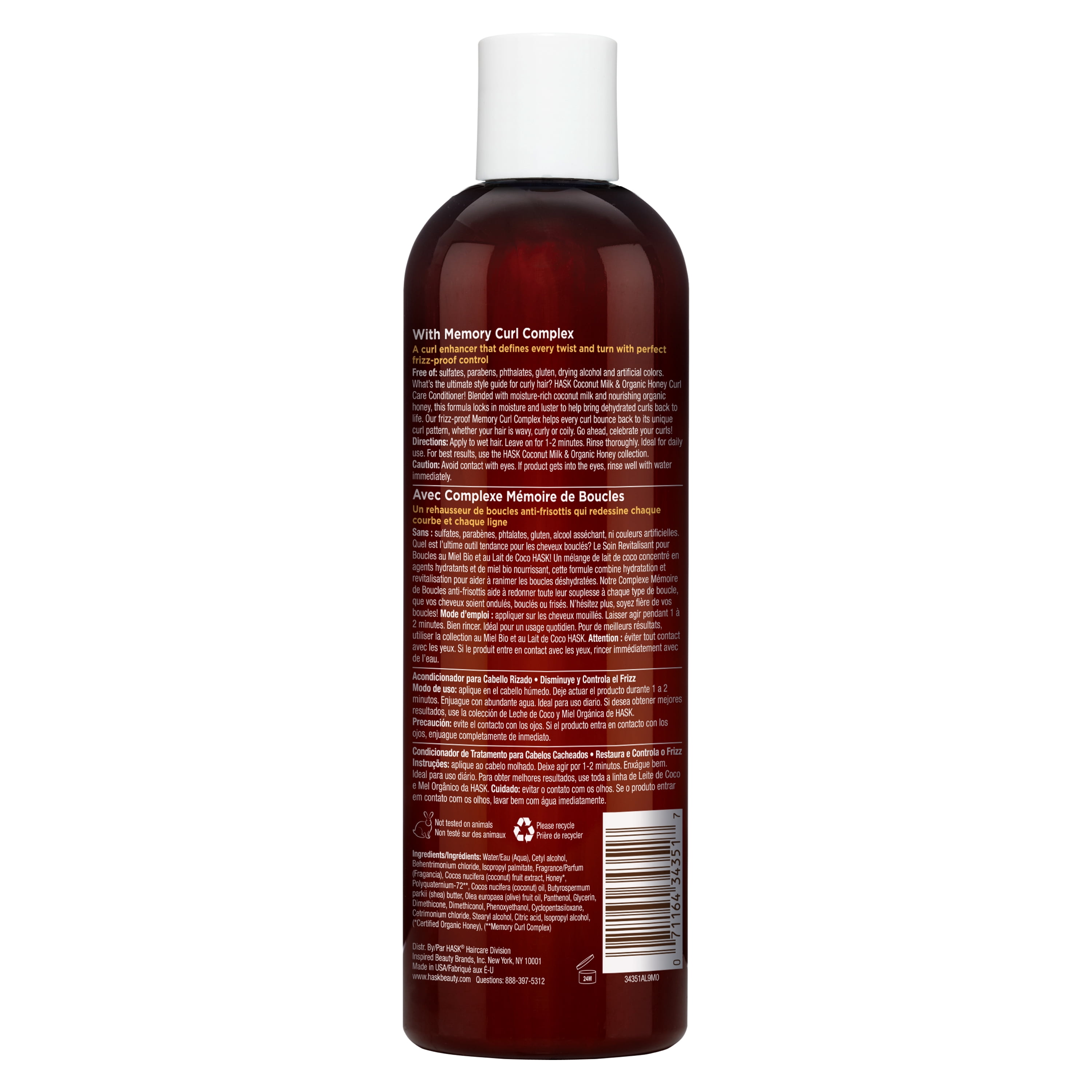 HASK Conditioner Sulfate Free Coconut Milk and Organic Honey, 12 fl oz