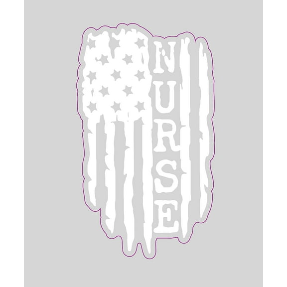 WickedGoodz White Nurse Decal - Distressed Flag Bumper Sticker, for Tumblers, Laptops, Car Windows - On Clear Vinyl