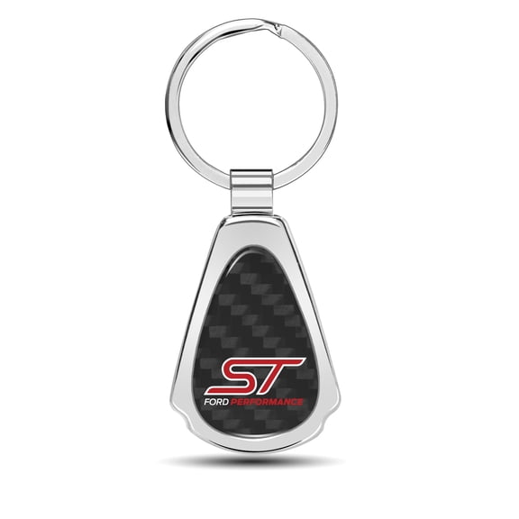 Ford Focus ST Real Black Carbon Fiber Chrome Metal Teardrop Key Chain