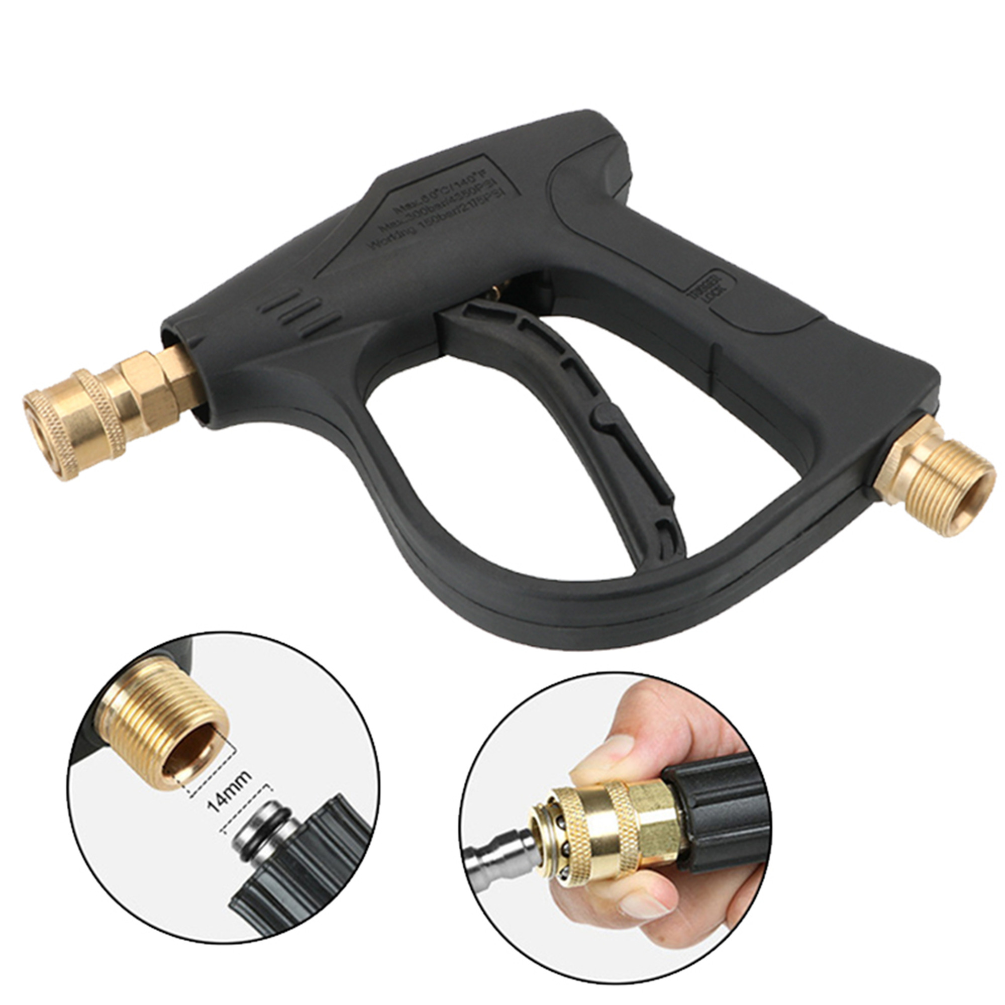 Elbourn Pressure Car Washer Gun, 1/4" Quick Spray Nozzles Washer Gun