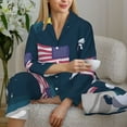 thumbnail image 6 of Saiise Astronaut With USA Flag Print Women Soft Pajama Sets,Long Sleeve Sleepwear Button Up 2-Piece Pjs Lounge Sets-Small, 6 of 7