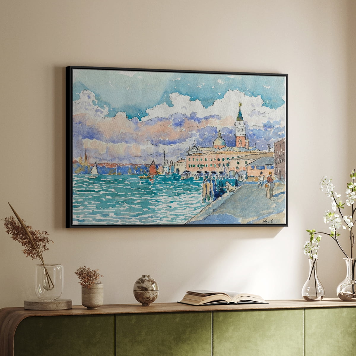Vintage Landscape-CXVII By Wexford Home Framed in Black Wood Gallery Wrapped Canvas 17 in. x 25 in.