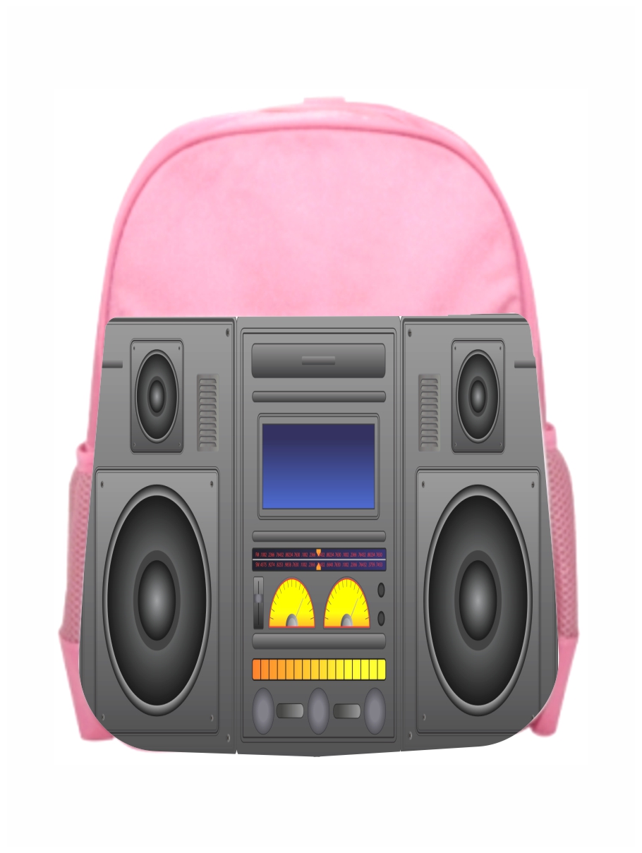 Boombox Print Novelty Girls Kids PreSchool Backpack Pink