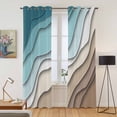 thumbnail image 2 of Teal Blue Ombre Cream Kitchen Curtains 96 Inch Length, Modern Geometric Brown Aesthetic Grommet Top Bedroom Living Room Curtains, Light Filtering Cafe Curtain Drapes 2 Panels Set 104''x96'', 2 of 9