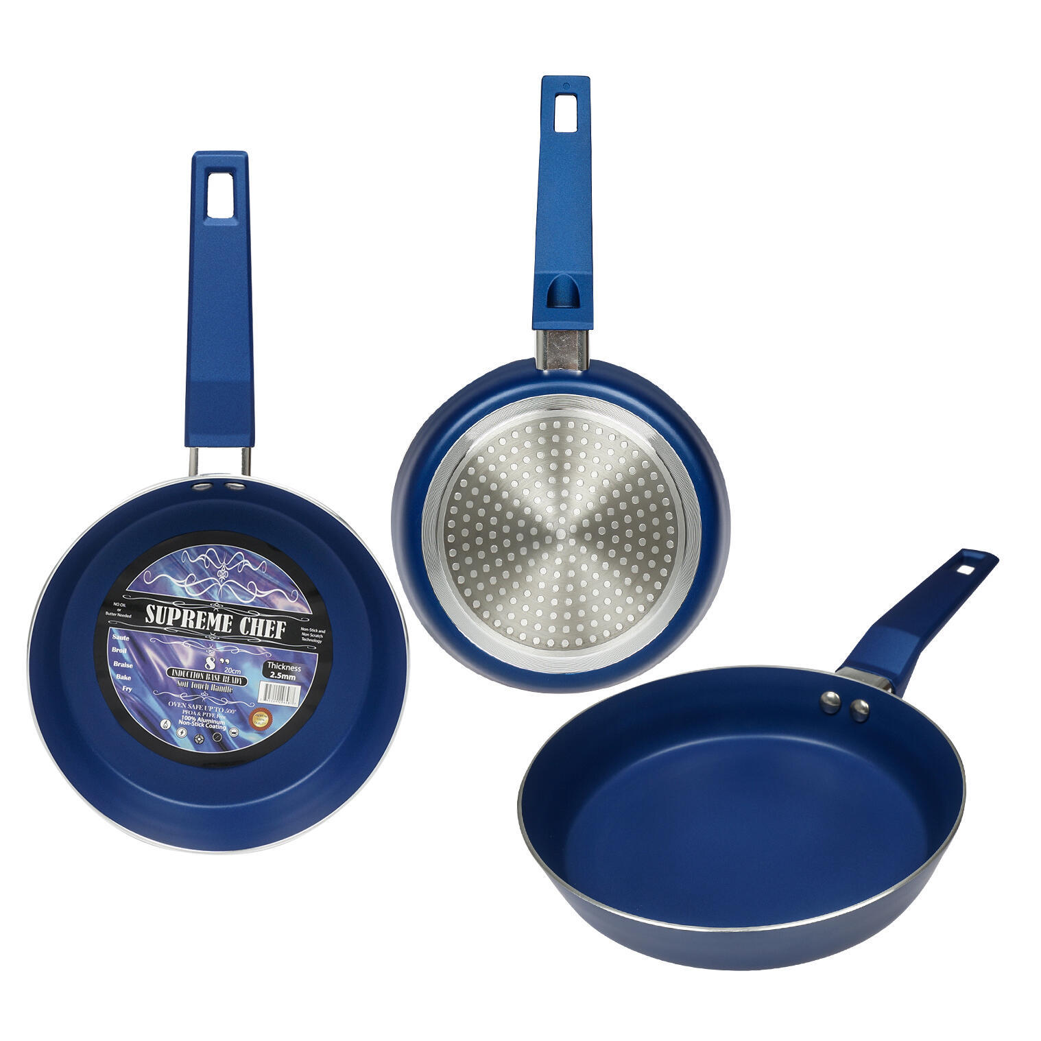 8" Blue NonStick Frying Pan CASE OF 12