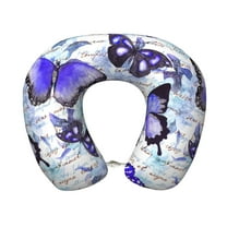 Daiia Butterflies Pattern Travel Pillow 100% Pure Memory Foam Travel Neck Pillow, Airplane Pillow U-Shaped Neck Pillow Ergonomic Travel Pillow