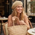 thumbnail image 5 of Byfri Crochet Straw Beret Hat French Artist Style Summer Hat for Women Daily Wear 54-58cm, 5 of 7