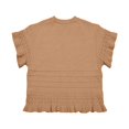 thumbnail image 4 of Women's Round Neck Short Sleeve Knitted Sweater Ruffled Hem Pullover with Openwork Pattern for Summer, 4 of 5