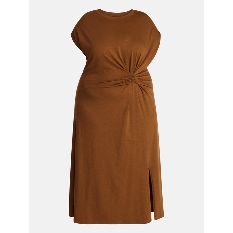 Terra & Sky Women's Plus Ruched Front Maxi Dress photo 4