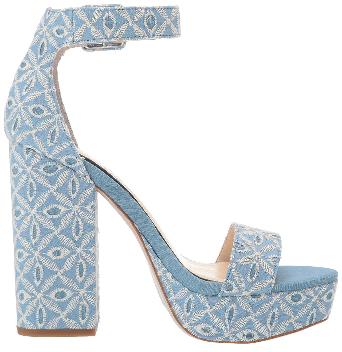 Jessica Simpson Caiya Denim Blue Heeled Open Toe Platform Sandals 10 Walmart