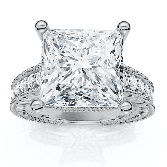 Pompeii Certified 4 1/5Ct Princess Cut Diamond Vintage Engagement Ring Lab Grown