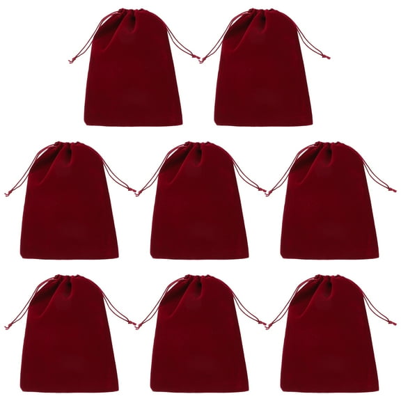 Uxcell Velvet Gift Bags 8Pcs 7 x 9" Velvet Drawstring Jewelry Bags for Wedding Party Burgundy