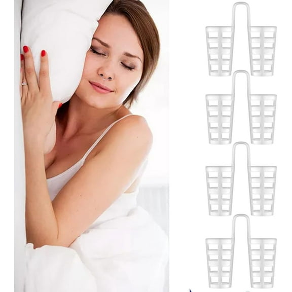 Anti-Snoring Device Hollow Silicone Stop Snoring Device Mini Portable Soft Ventilation Sleeping Nose Clip Anti Snoring Plug Breathing Apparatus Set (4pcs in a Box)