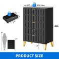thumbnail image 4 of DEXTRUS Fluted 5-Drawer Dresser with Metal Stand for Bedroom, Metal Chest of Drawers, Black, 4 of 8
