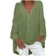 thumbnail image 2 of Tops bonitos para mujer,Blusa de mujer con cuello en V, camiseta de manga larga, top holgado informal, tejido de imitación de tela, ideal para el hogar y el uso diario, sopatenor, 2 of 9