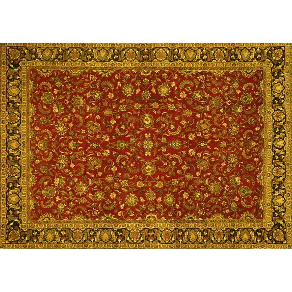 Ahgly Company Indoor Rectangle Persian Yellow Traditional Area Rugs, 8' x 12'